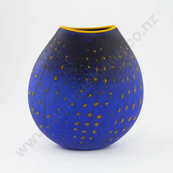 Garry Nash Frosted Blue Glass Vase