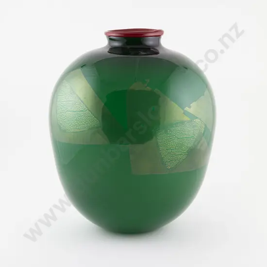 Garry Nash - Opalino Green Gold Leaf Vessel
