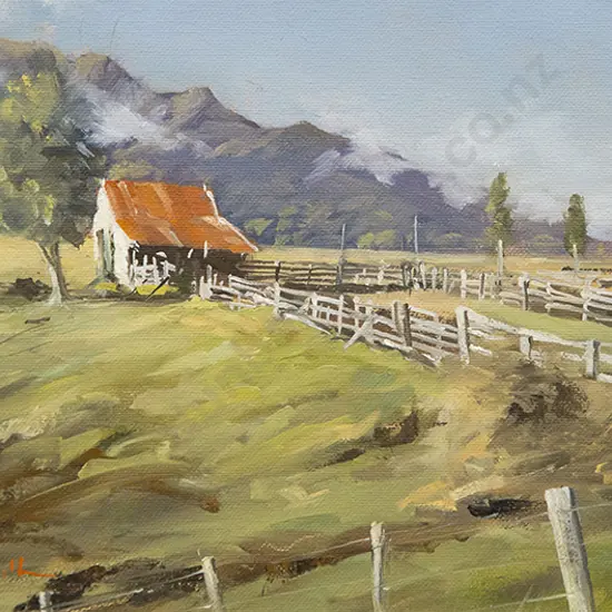 Don Hill - Paddock with Rustic Barn