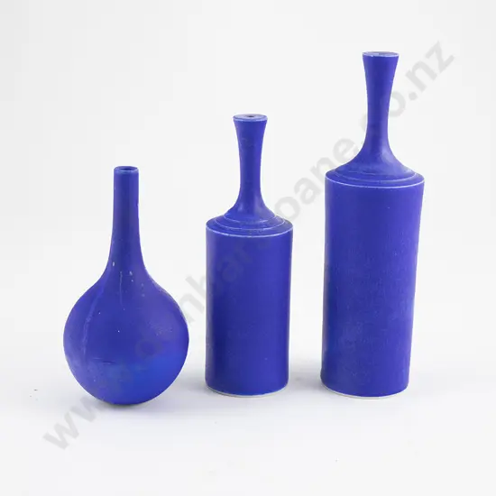 Three John Parker Cobalt Blue Vases