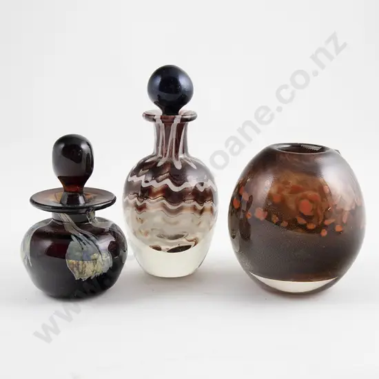 Two Tony Kuepfer & Hoglund Glass Scent Flask (3)