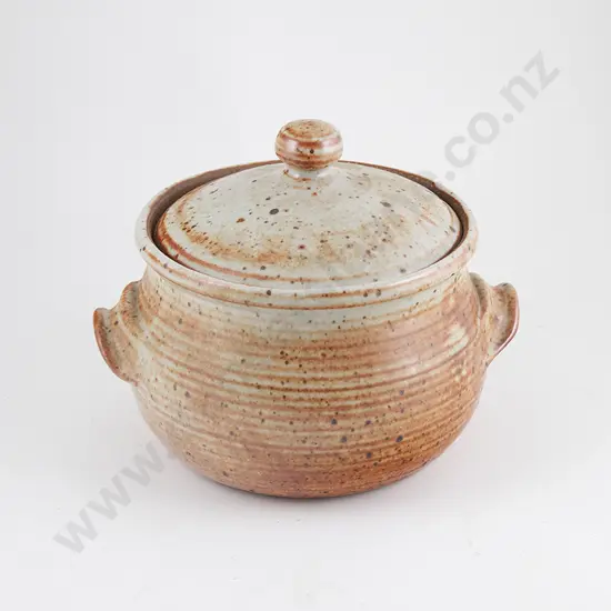 Rust Glazed Two Handled Lidded Casserole Pot