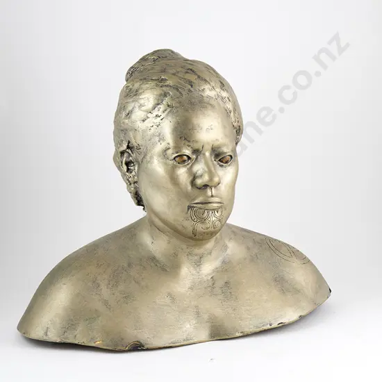 Gilded Plaster Bust of a Maori Wahine