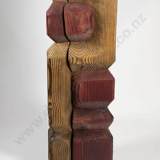 Pine Floor Standing Form with red painted sections