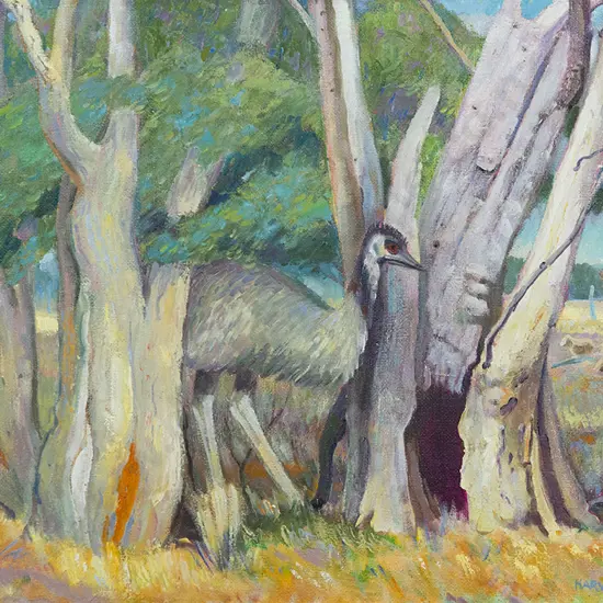 Edmund A Harvey - Emu and Gum Trees