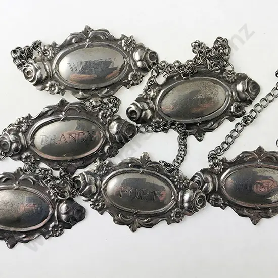 Set of Six S/S Decanter Labels