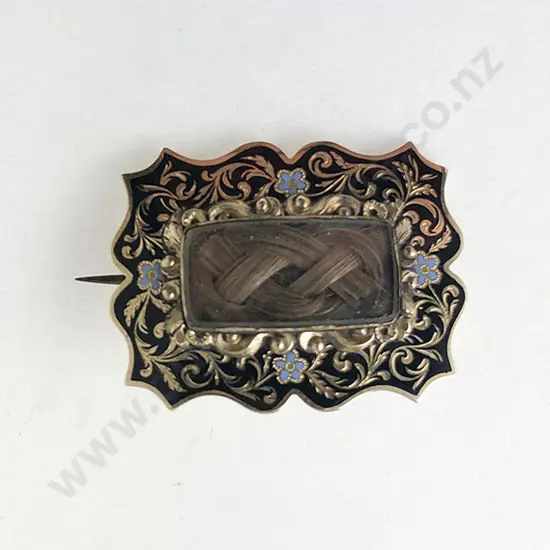 Victorian 9ct Hair Plait Mourning Brooch
