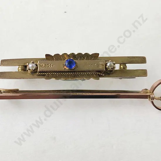 Two 9ct Gem Set Bar Brooches