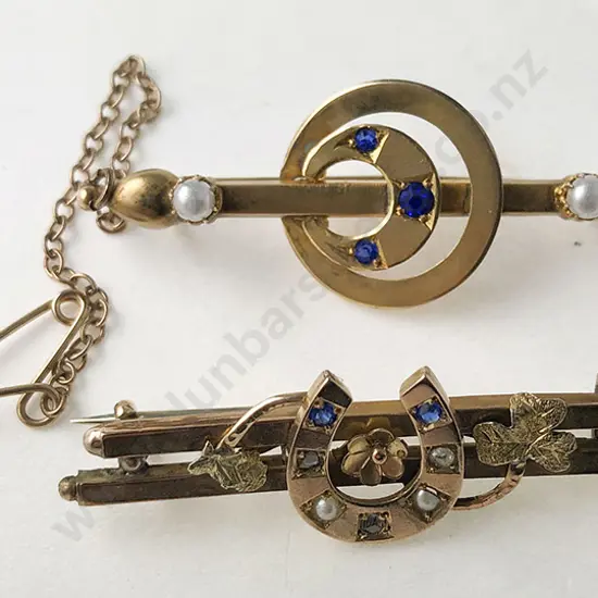 Two 9ct Gem Set Bar Brooches