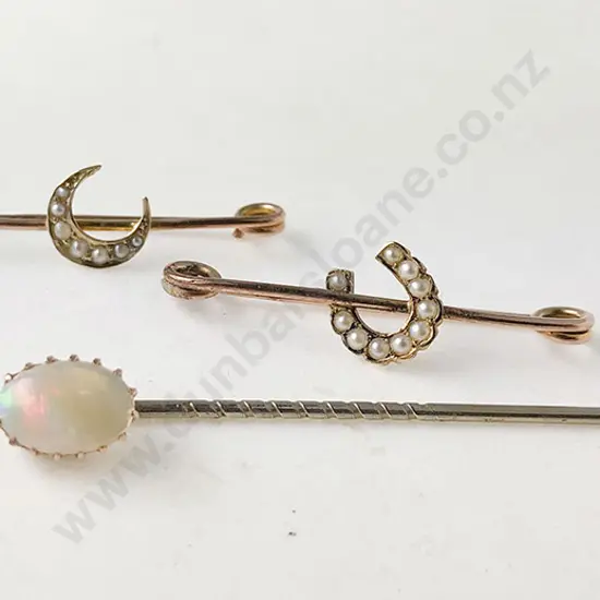 Victorian Gold Two Pin Brooches and Stick Pin