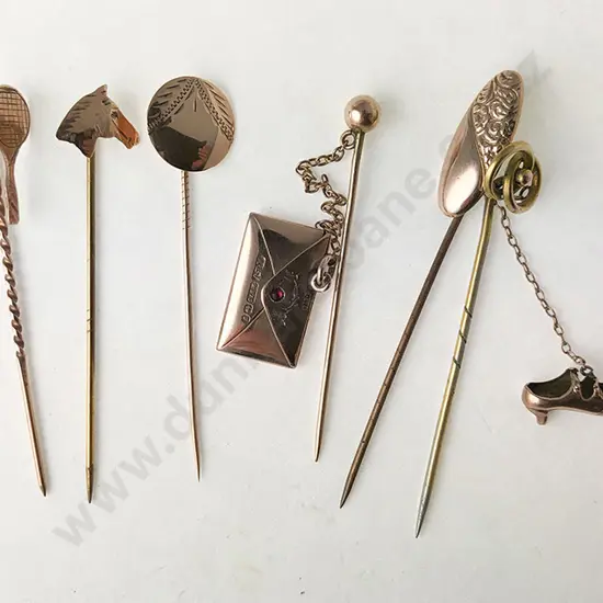 Six 9ct Stickpins