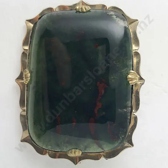 Large Victorian Green Agate Brooch
