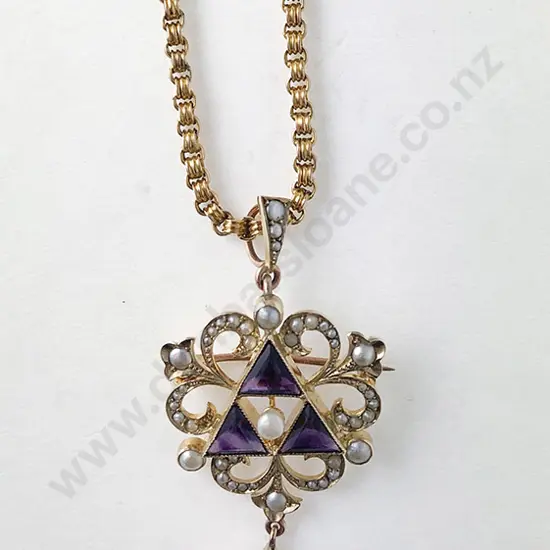 Edwardian 9ct Scroll Pendant