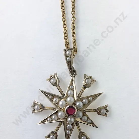 Edwardian 9ct Starburst Pendant