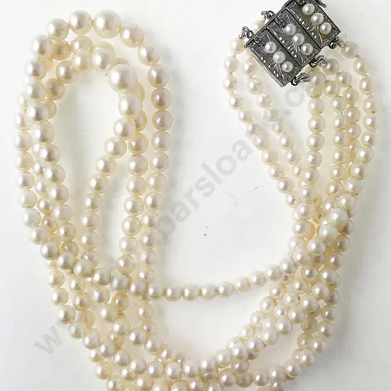 Graduated Triple Strand Cultured Pearl Necklace