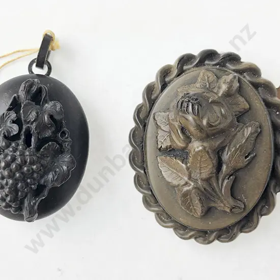 Victorian Bog Oak Locket and Brooch