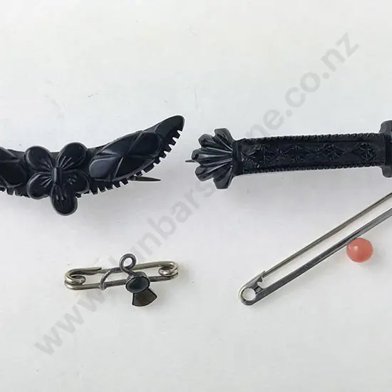 Two Victorian Jet Bar Brooches and two others