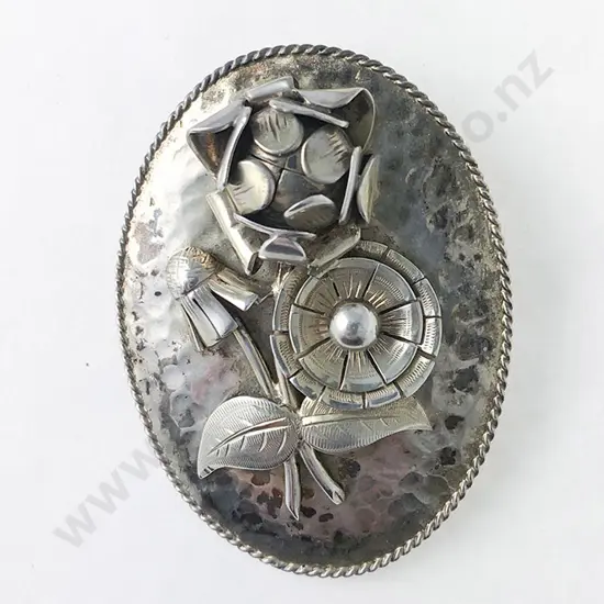 German Sterling Silver Hand Crafted Floral Brooch