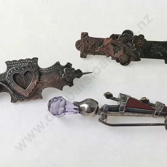 Two S/S Bar Brooches and Dagger Brooch