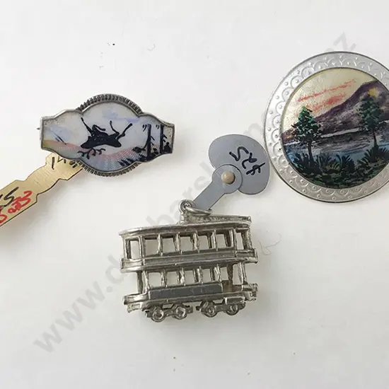 Two S/S & Enamel Brooches