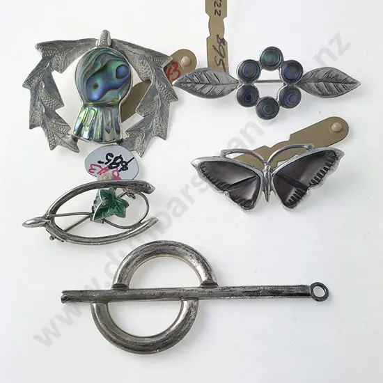 Four Various S/S Bar Brooches & Pendant