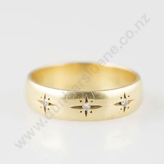 18ct Three Stone Diamond Wedding Band