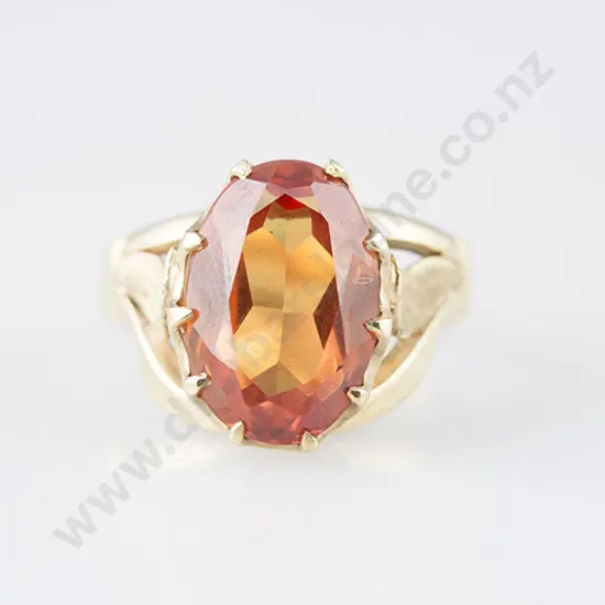 9ct Single Imitation Orange Sapphire Ring