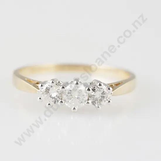 9ct White Gold Three Stone Diamond Bridge Ring