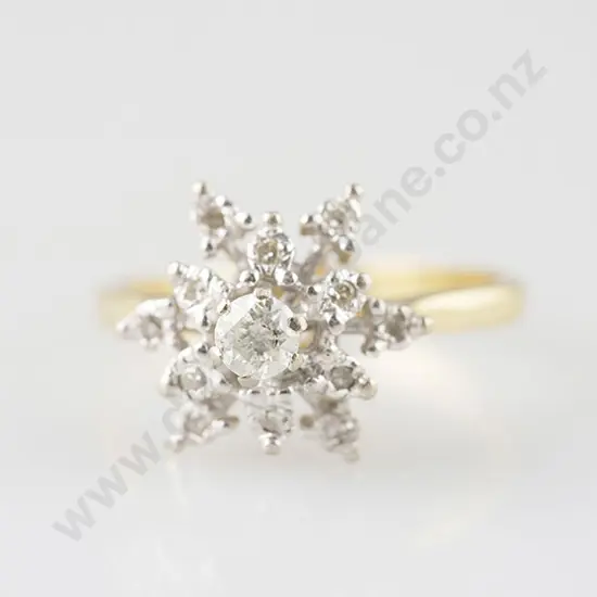 18ct 13stone Diamond Floret Cluster Ring