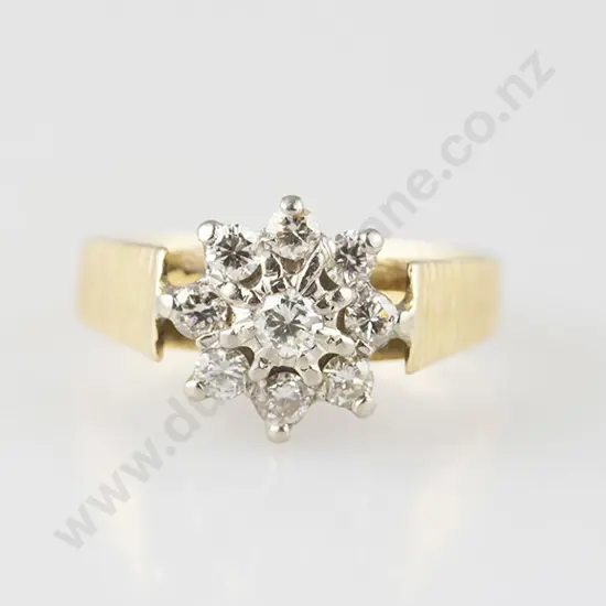 18ct Nine Stone Diamond Floret Cluster Ring