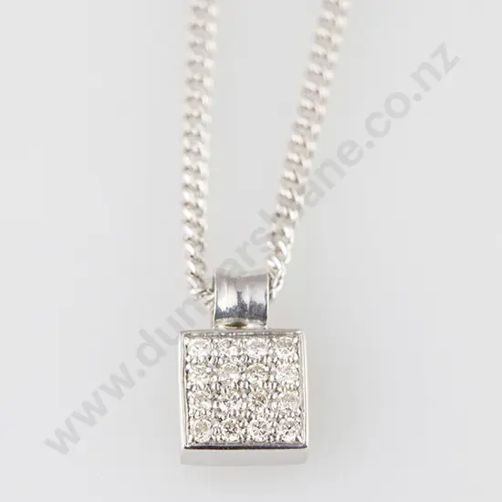 18ct White Gold 16stone Diamond Pendant on Chain