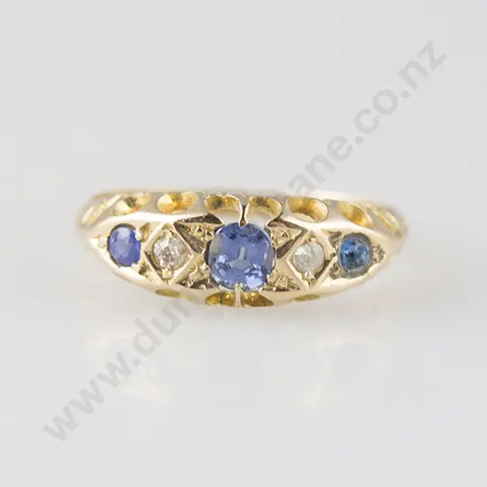 18ct Five Stone Sapphire and Diamond Bridge Ring