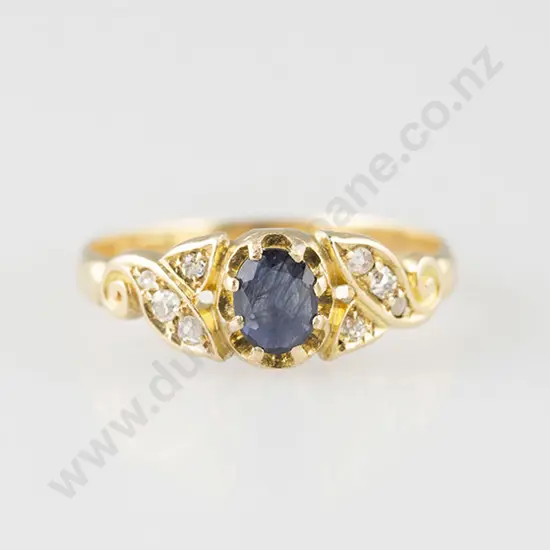 18ct Nine Stone Sapphire and Diamond Fancy Band Ring