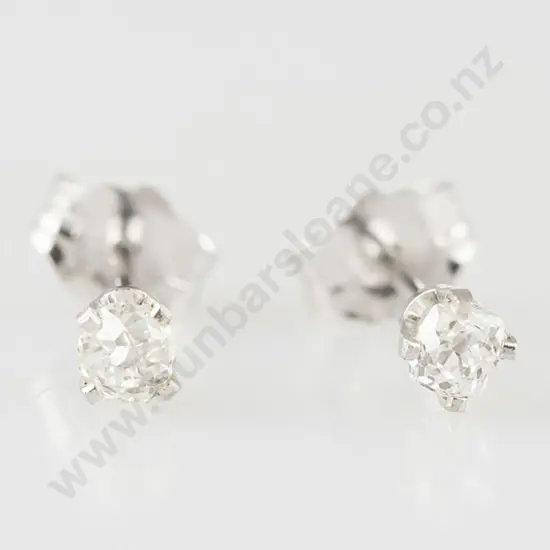 Pair 14ct White Gold Single Diamond Stud Earrings