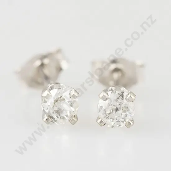 Pair 14ct White Gold Single Diamond Stud Earrings