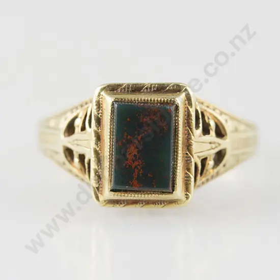 14ct Bloodstone Panel Ring