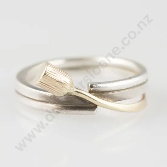 9ct White and Yellow Modern Design Band Ring