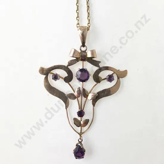 9ct Edwardian Amethyst Shield Pendant
