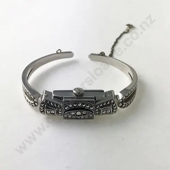 Vintage Stainless Steel & Marcasite Ladies Bracelet Wrist Watch