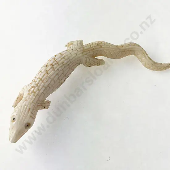 Bone Carved Lizard Brooch