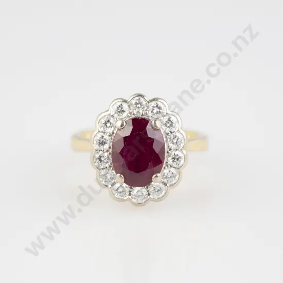 18ct 15stone Ruby & Diamond Cluster Ring