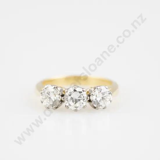 18ct Three Stone Diamond Bridge Ring
