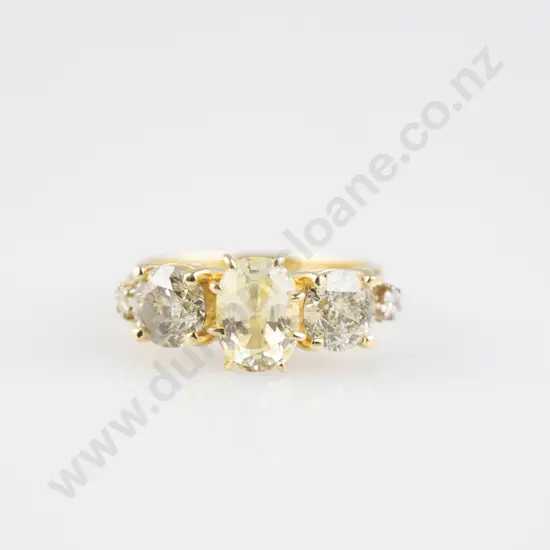 18ct Three Stone Yellow Sapphire & Diamond Bridge