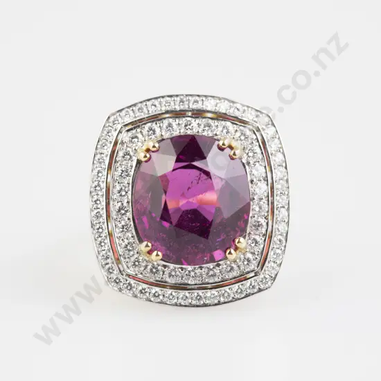 18ct 73stone Rubellite & Diamond Cluster Ring