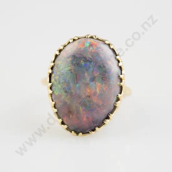 18ct SIngle Black Opal Dress Ring