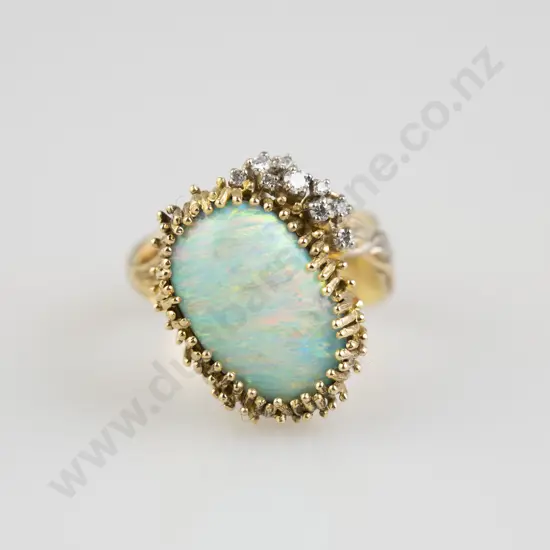 18ct Ten Stone Opal and Diamond Dress Ring