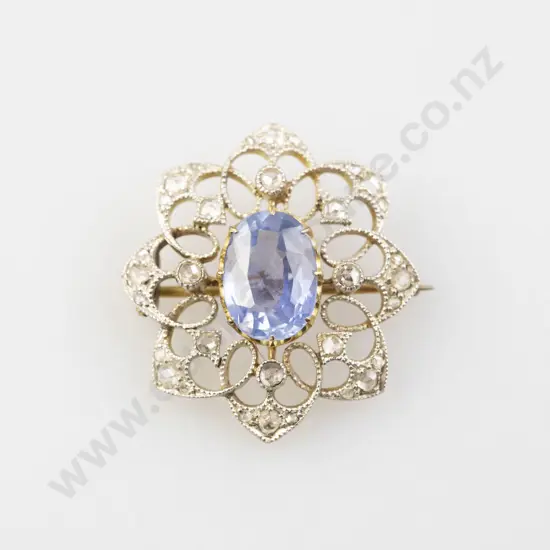 18ct & Platinum Sapphire and Diamond Brooch