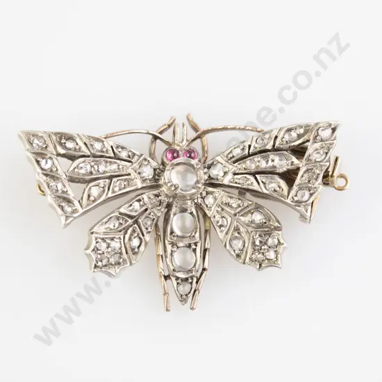 Edwardian 9ct & Silver Butterfly Necklace Clasp