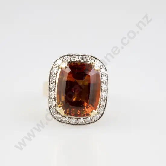 18ct 25stone Madeira Citrine and Diamond Cluster Ring