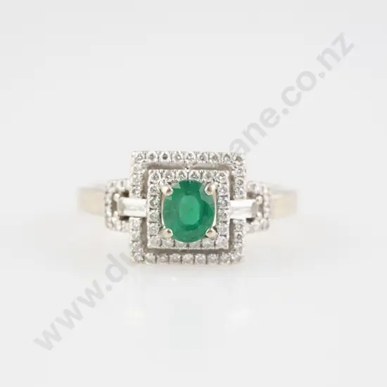 18ct 69stone Emerald and Diamond Cluster Ring